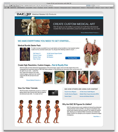 DAZ 3D Medical Landing Page